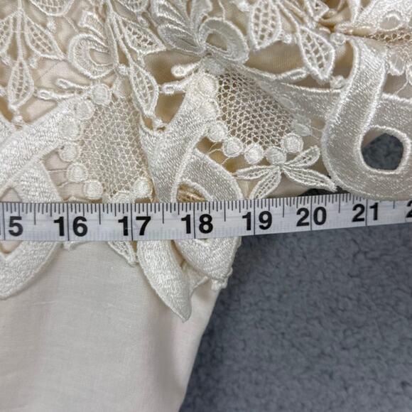 Vintage Jessica McClintock Linen & Lace Peplum Dress Cottagecore  Rare Unique - Picture 9 of 15